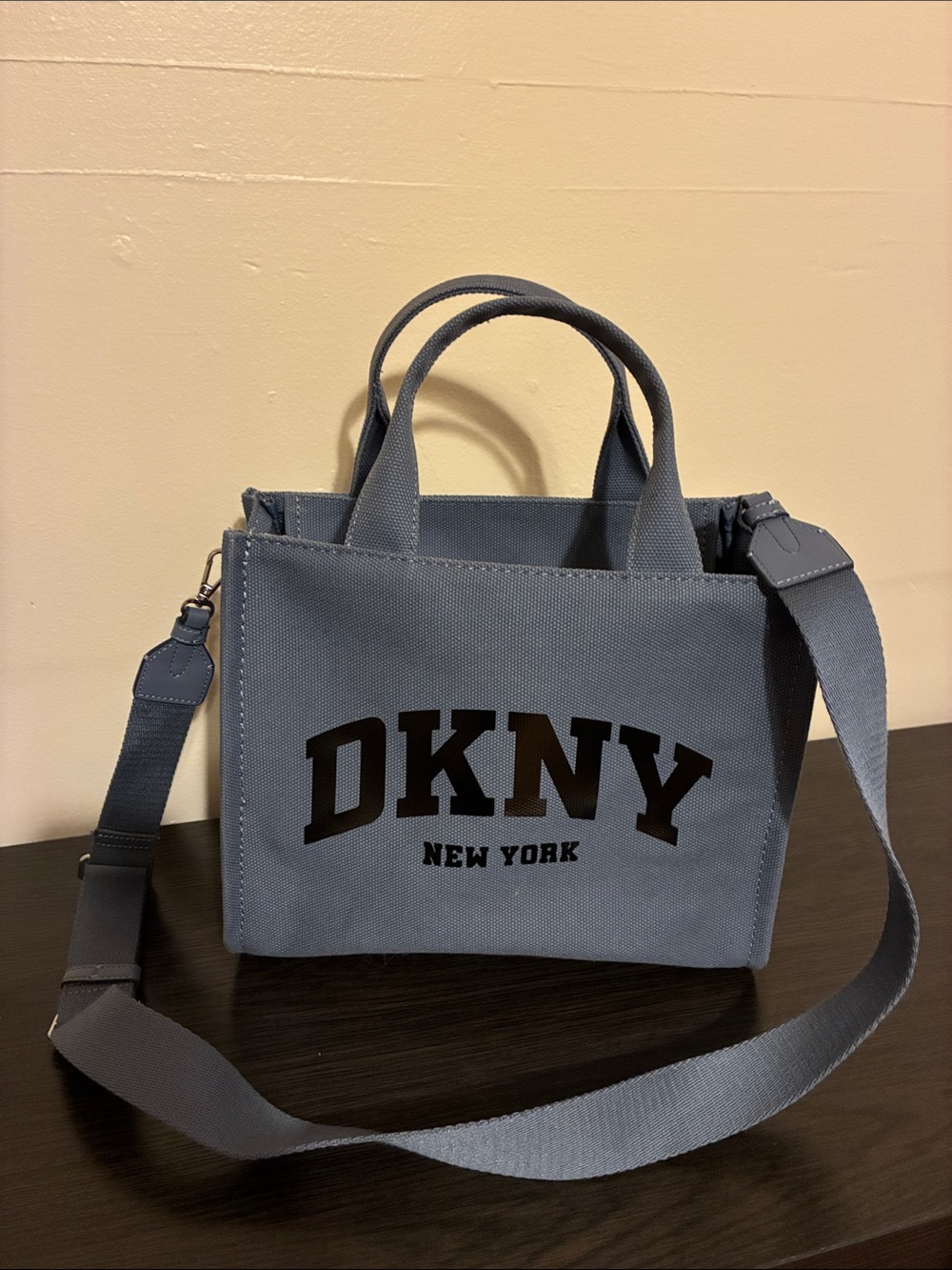 DKNY Light Blue Canvas Tote with Removable Strap